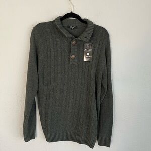 Kian. D man dark green pullover 100% cotton sweater, size M